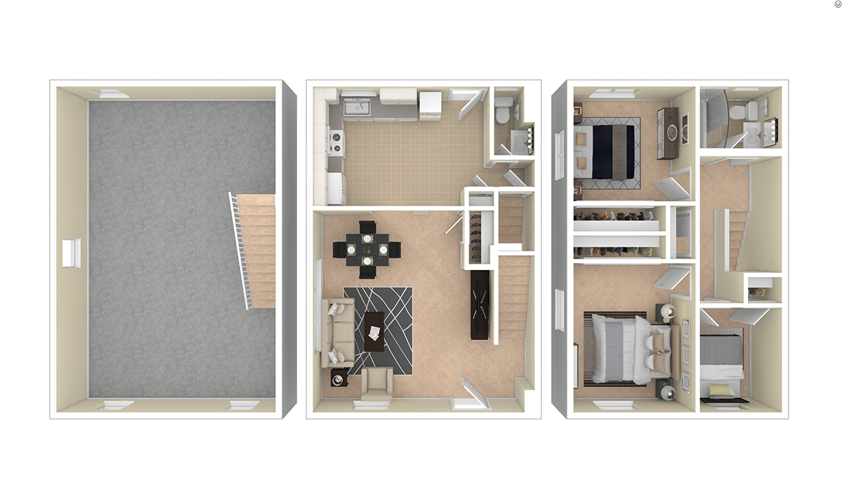 Brookville 3 Bedroom Townhome B Brookville 3 Bedroom Townhome B Floor Plan