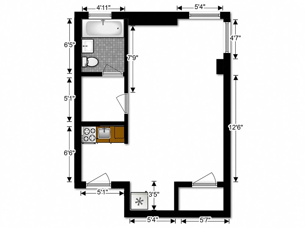 Capital Plaza Apartments Studio ST 2 Capital Plaza Apartments Studio ST 2 Floor Plan