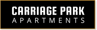 A sign that says Carriage Park Apartments.