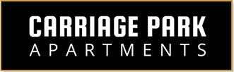 A sign that says Carriage Park Apartments.