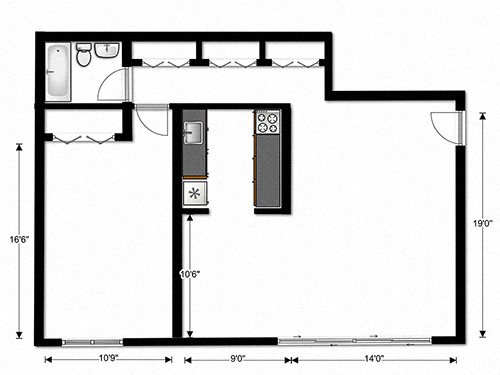 Crane Village One Bedroom 1D Floor Plan Crane Village One Bedroom 1D Floor Plan