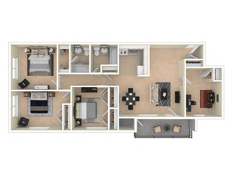 Del Vista Apartments Three Bedroom Den