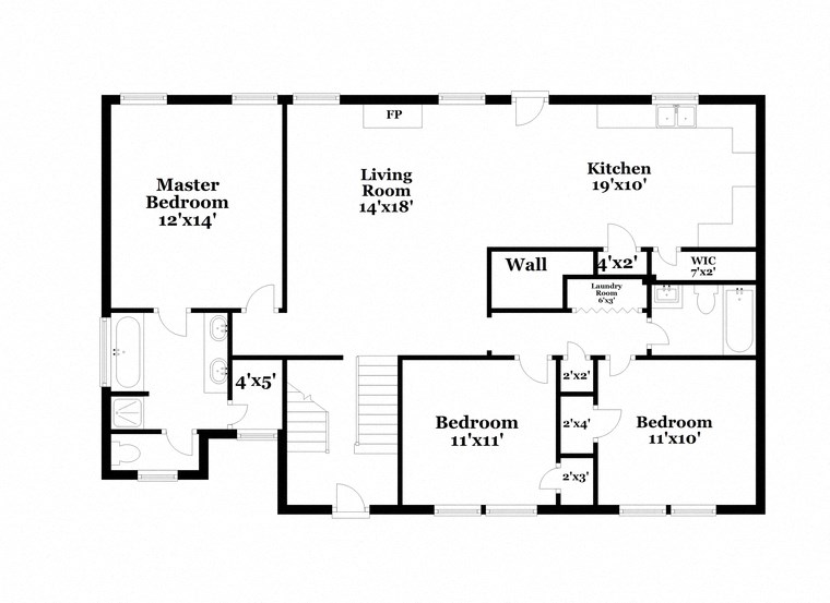 a floor plan of a house with a combination of bedrooms and a living room
