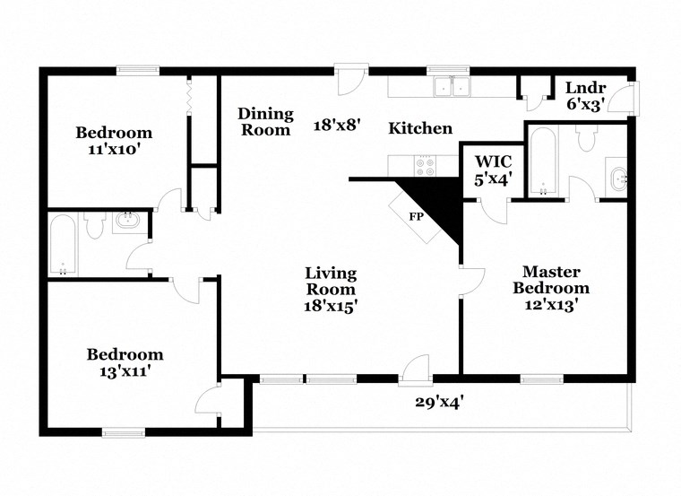 a floor plan of a house with bedrooms and a living room