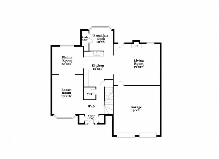 floor plan of the second level of the house with bedrooms and baths and an open