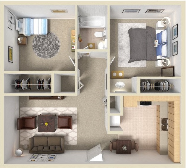 Somerset Terrace Floor Plan 2x1 Cottage 850 sq ft