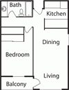 1 Bed 1 Bath A