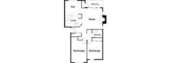 The Olympus / 2 bed / 1 bath