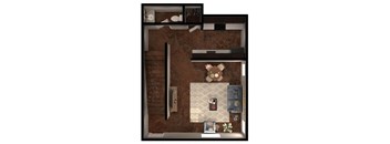 1 bed 1 bathroom A5 Floor Plan at Legacy Brooks, Texas
