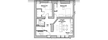 2 Bedrooms, 1 Bathroom