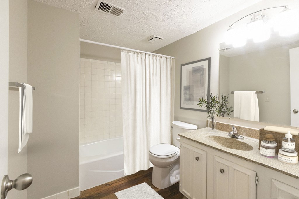 a bathroom with a shower toilet and a sink