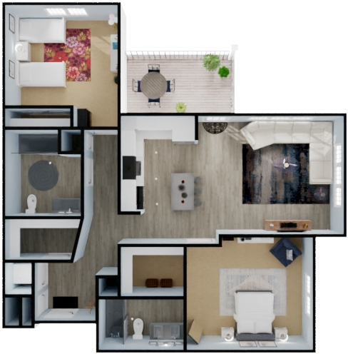 Two Bedroom Corner Unit