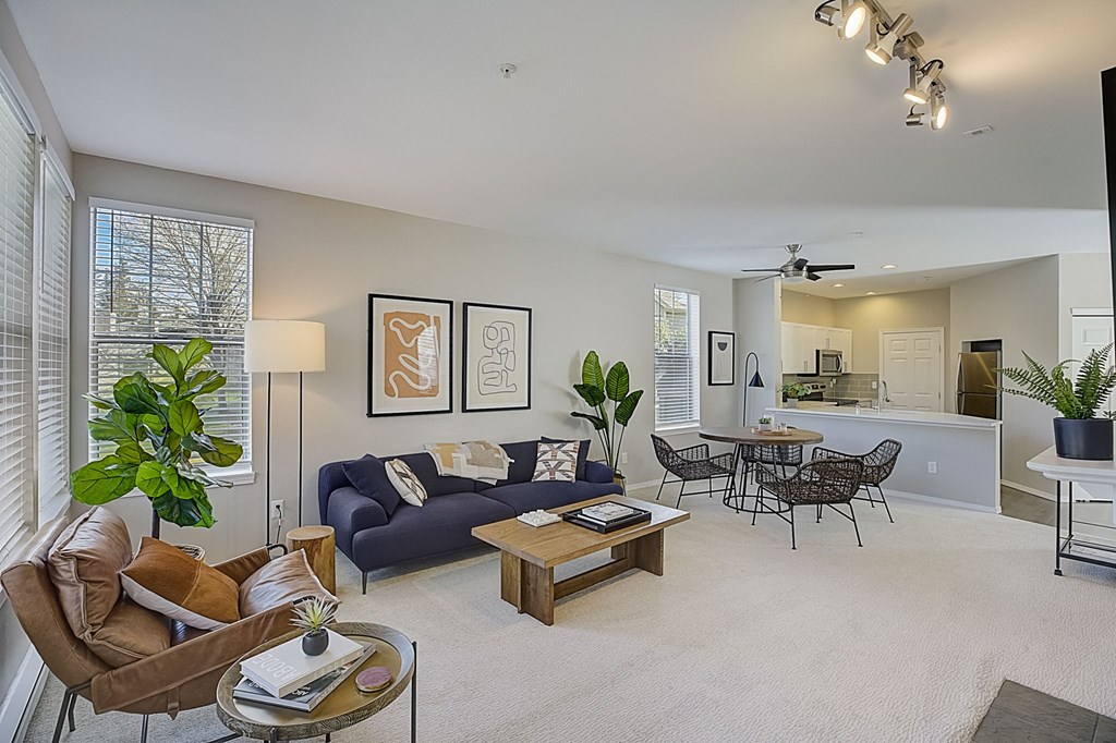 a living room with a couch and a coffee table