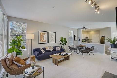 a living room with a couch and a coffee table