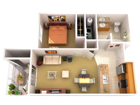 1A 1 Bedroom 1 Bathroom Floor Plan 1A 1 Bedroom 1 Bathroom Floor Plan
