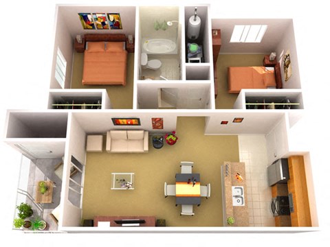 2A 2 Bedroom 1 Bathroom Floor Plan 2A 2 Bedroom 1 Bathroom Floor Plan