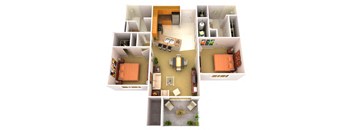 2B 2 Bedroom 2 Bathroom Floor Plan