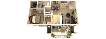 Aspen One Bedroom One Bathroom Floor Plan in Fairfield, CA