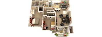 Chestnut Two Bedroom Two Bathroom Floor Plan for Rent in Fairfield, CA