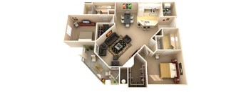 Evergreen Two Bedroom Two Bathroom Floor Plan for Rent in Fairfield, CA