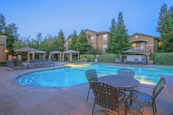 Upscale Swimming Pool with Lap Lanes and Cabanas at Best Apartments in Fairfield