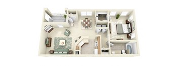 Derby One Bedroom Floor Plan 3D Image