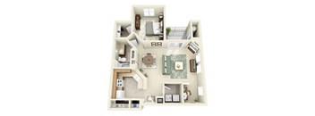 Drysdale One Bedroom Floor Plan 3D Image