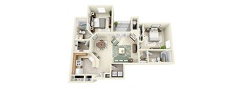 Lexington Two Bedroom Floor Plan 3D Image