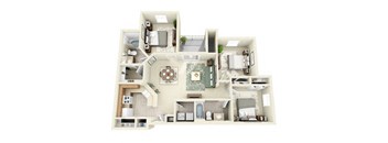 Churchill Three Bedroom Floor Plan 3D Image