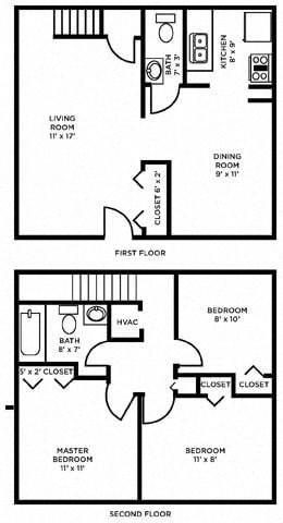 three bedroom townhome floor plan