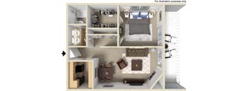 one bed apt floor plan