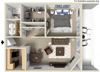 one bed apt floor plan