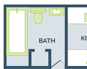 2 bed 1 bath apartment floor plan