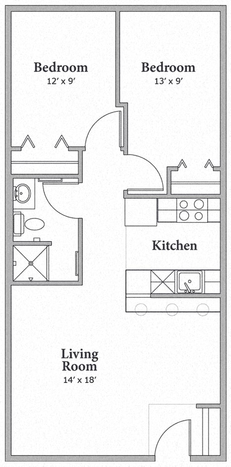 2 Bed 1 Bath Floorplan at Middle Creek Village LLC, Vail, CO