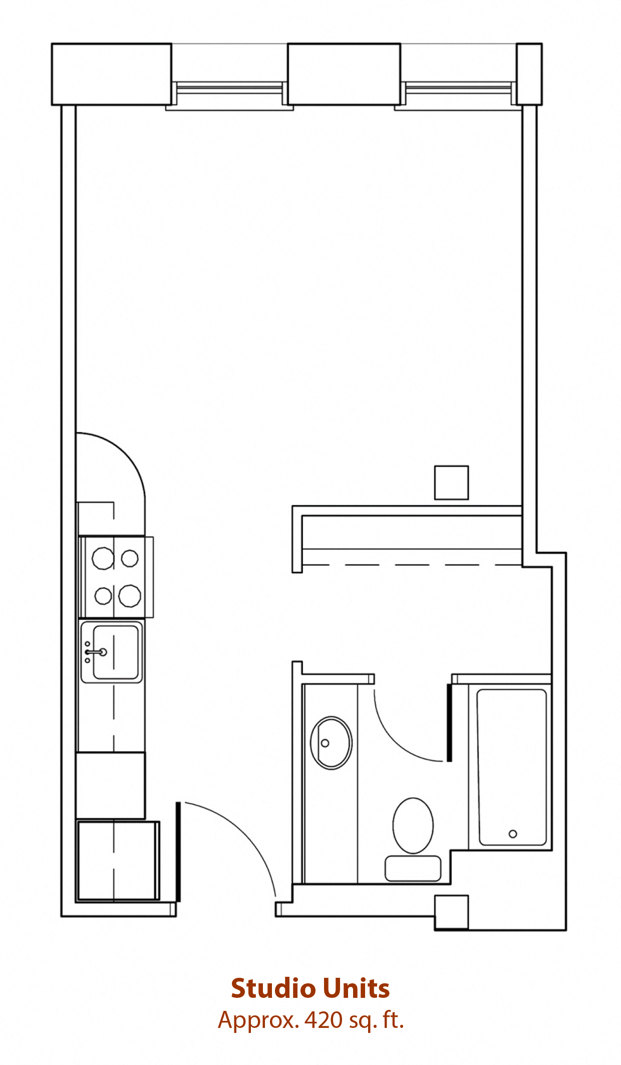Studio Floor Plan at Mercantile Housing, Denver, CO