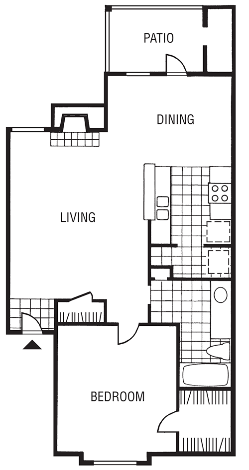 1x1 Floor Plan 1