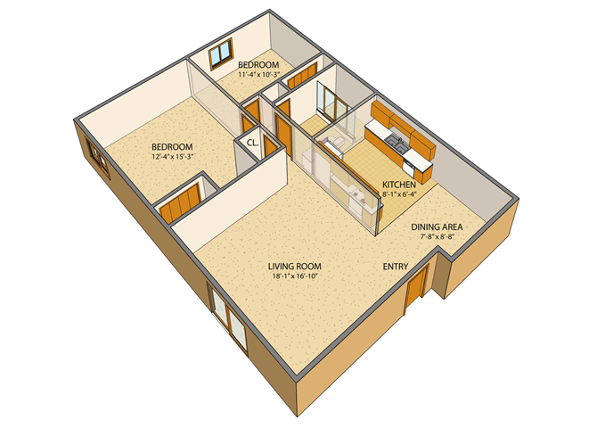 London Towne Apartments - 2 Bedroom Floor Plan London Towne
