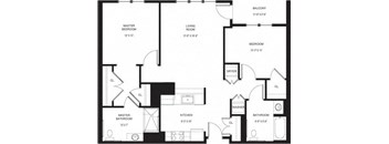 Two Bedroom, Two Bathroom Floor Plan.