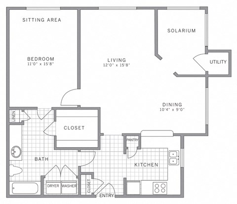 A3 Solarium Floor Plan at AVE Somerset, New Jersey, 08873