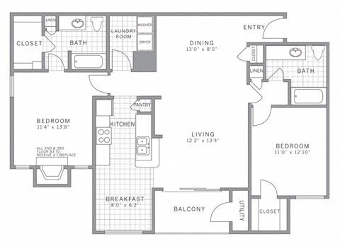 B3 Floor Plan at AVE Somerset, Somerset, New Jersey