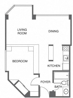 Jr. 1 Bed, 1 Bath