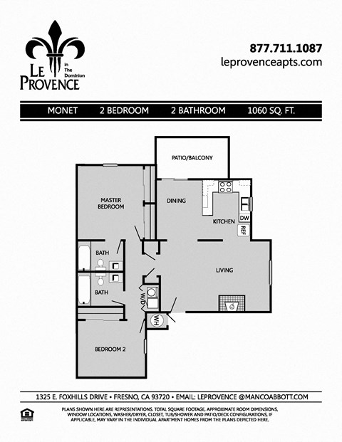 Monet, Upstairs Floor Plan at Le Provence at the Dominion, Fresno, 93720