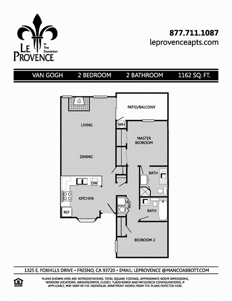 Van Gogh, Upstairs Floor Plan at Le Provence at the Dominion, Fresno