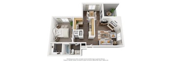 1 Bedroom, 1 Bath, Downstairs Floorplan,at Park Ridge Apartments, Fresno, 93711