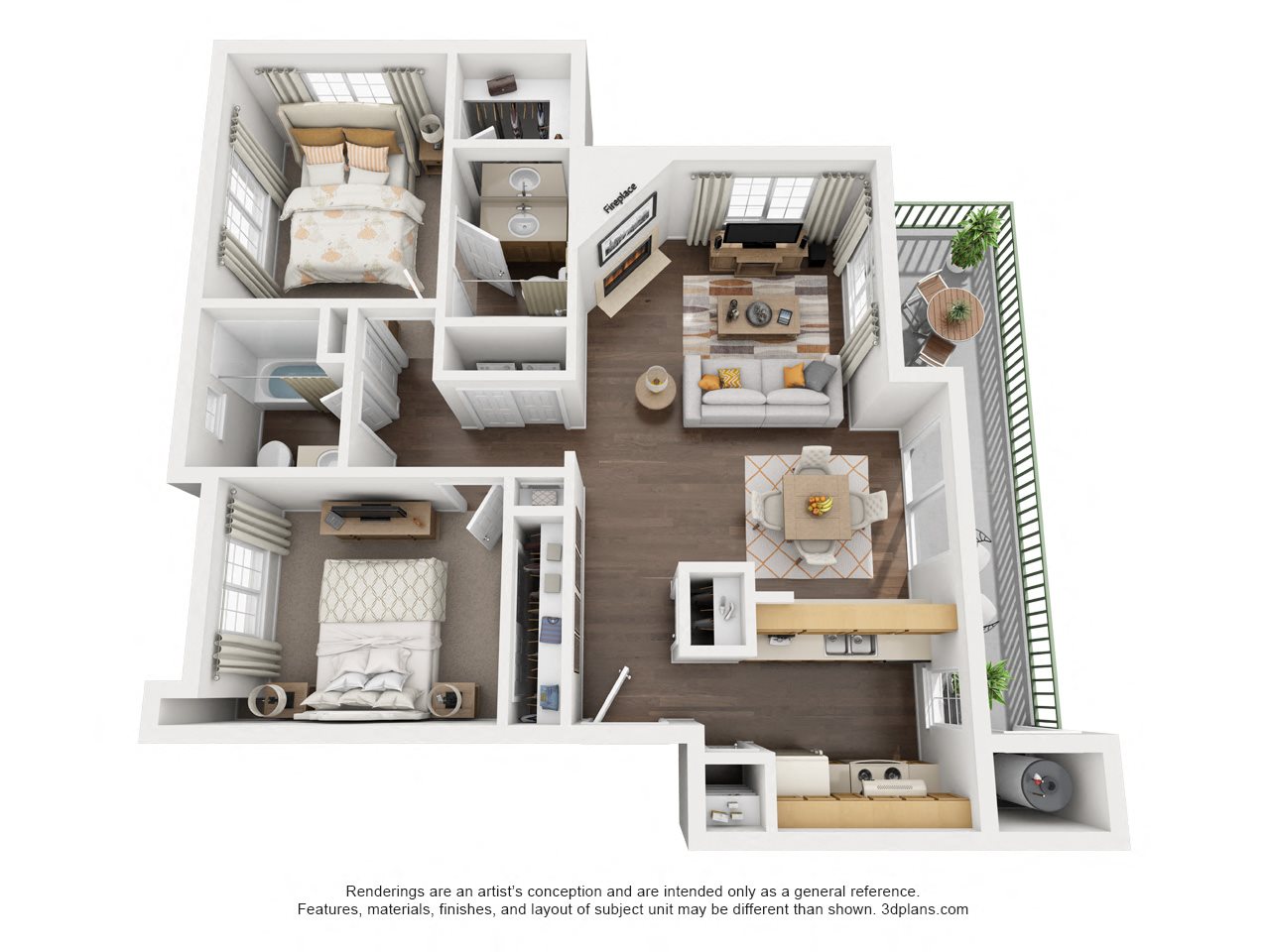 2 Bedroom, 2 Bath, Downstairs Floor Plan 5