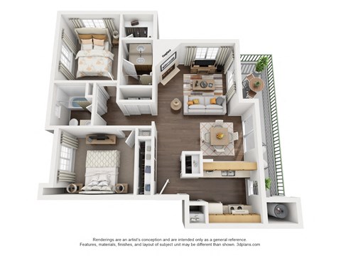 2 Bedroom, 2 Bath, Upstairs,at Park Ridge Apartments, Fresno, CA