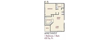 1 Bedroom Amethyst Floorplan