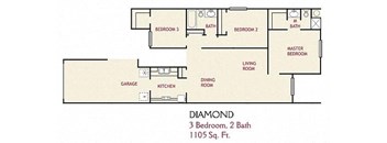 3 Bedroom Diamond Floorplan