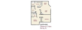 2 Bedroom Sapphire Floorplan