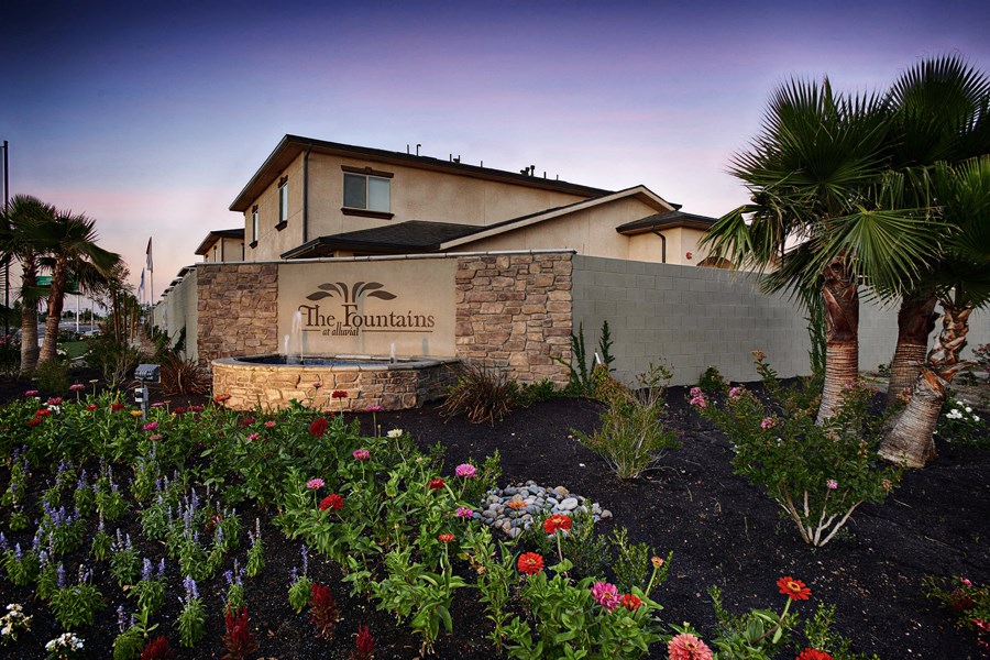 The Fountains Monument Sign and Landscaping